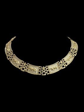 Gold-Tone Panel Link Choker Necklace - Women Jewelry